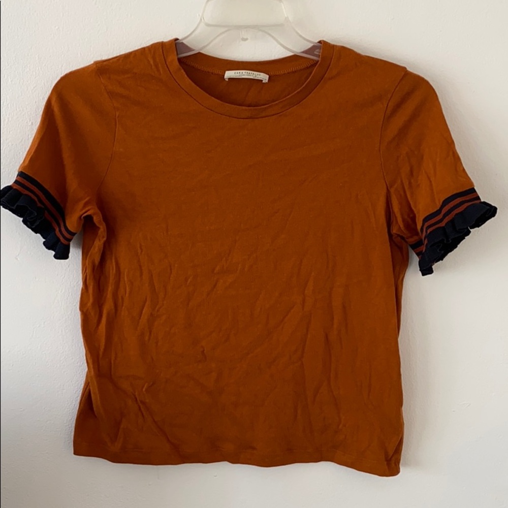Zara basic top with ruffle sleeve